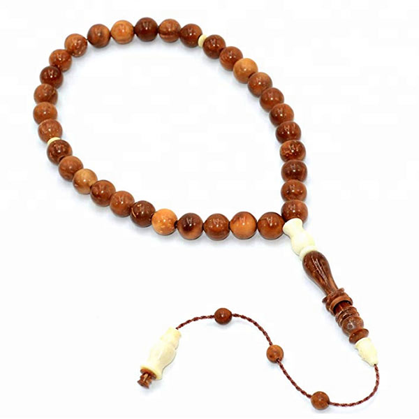 BYY Islamic Tesbih, Camel Bone-Kuka Skimmer Tree Wood Design 33 Count Tasbih Prayer Beads, Misbaha